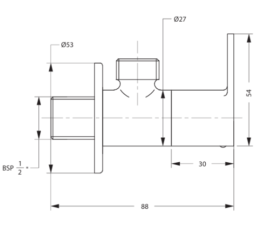 ANGULAR STOP COCK WITH WALL FLANGE - HINDWARE FAUCETS - ( CHROME - - 0x15 mm - 0inchX0.5inch )