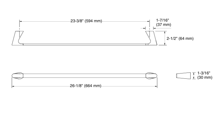 ACCENT-TOWEL BAR - KOHLER PREMIUM - ( VIBRANT BRUSHED ROSE GOLD - PREMIUM - 0x610 mm - 0inchX24.4inch )