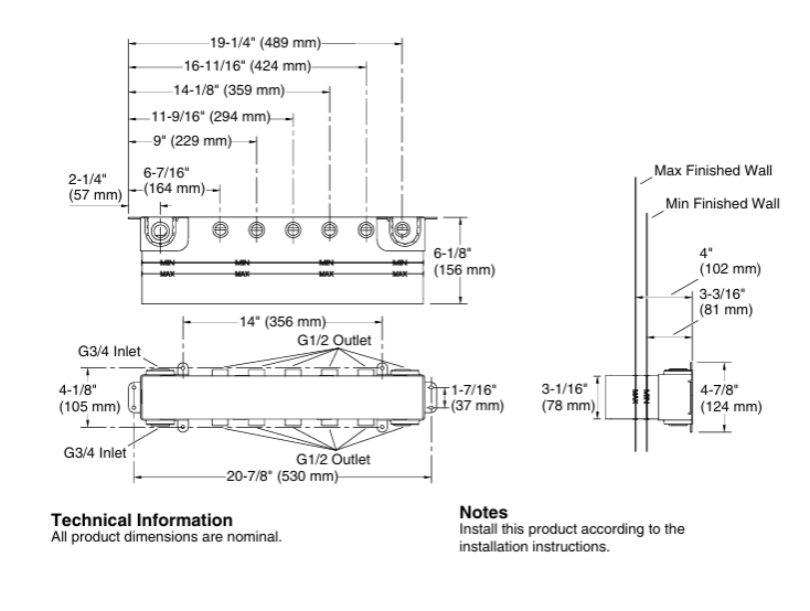 ANTHEM REC MECH THER/CONC/VALVE 2IN/6OUT - KOHLER LUXURY - ( - LUXURY - 0x0 mm - 0inchX0inch )
