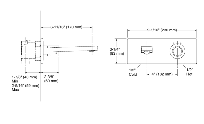HONE-SL W/M BASINMIXER TRIM W/PIPES+CONC. - KOHLER LUXURY - ( POLISHED CHROME - LUXURY - 0x15 mm - 0inchX0.5inch )