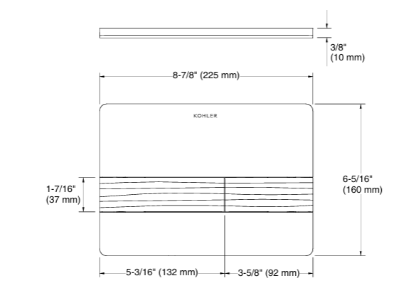 RIVERIA DUAL-FLUSH FACEPLATE MECHANICAL - KOHLER POPULAR - ( POLISHED CHROME - POPULAR - 225x160 mm - 6inchX0inch )