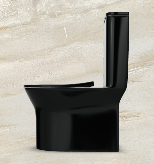 EWC ONE POECE CORA S-TRAP 220MM W/SOFT CLOSE SEAT COVER - HINDWARE - ( MATT BLACK - CORA - 675x380 mm - 27inchX15.2inch )