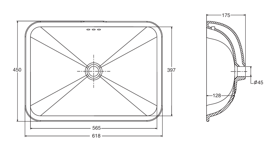 FOREFRONT UNDERCOUNTER LAVATORY - KOHLER LUXURY - ( ROSE GOLD - LUXURY - 570x400 mm - 22.8inchX16inch )
