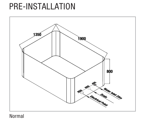 HYDRA SPA(HT-800MM) W/COVER W/O SKIRTING - OYSTER - ( WHITE - HYDRA - 1900x1350 mm - 76inchX54inch )