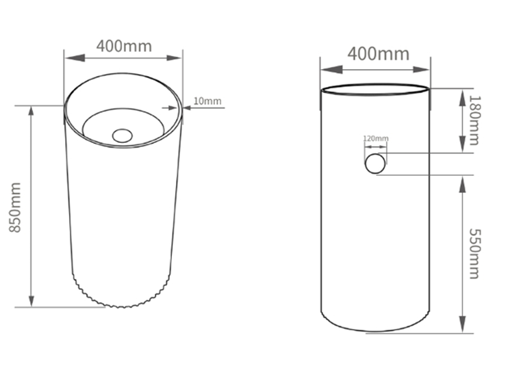 FREE STANDING STONE PEDESTAL WASH BASIN - AQUANT - ( TRAVERTINE MARBLE - APOLLO CREMA - 850x400 mm - 34inchX16inch )