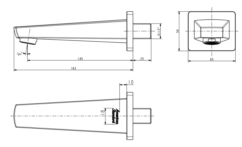 SIMPLICITY SQUARE BATH SPOUT - AMERICAN STANDARD - ( WARM SUNSET - SIMPLICITY - 0x15 mm - 0inchX0.6inch )