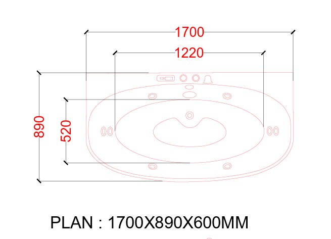 JACUZZI FULLY LOADED GRANDEUR - OYSTER - ( WHITE - GRANDEUR - 1700x875 mm - 68inchX35inch )