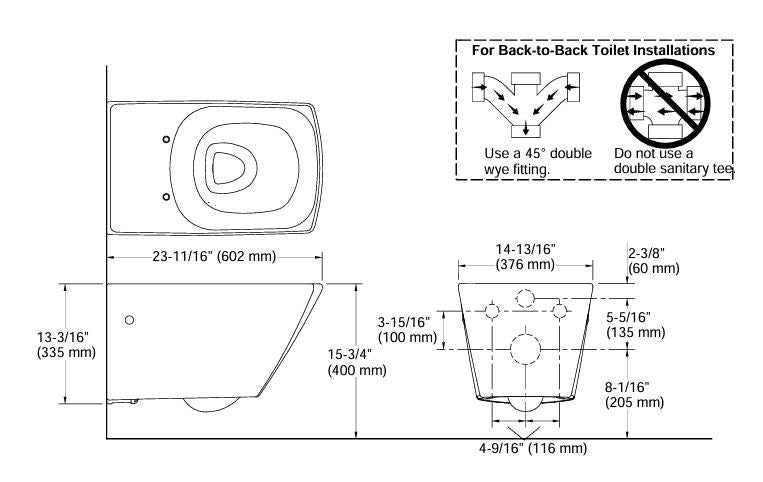 EWC W/H W/O S/COVER FOR 16817IN-SS-0 ( BOLT DISTANCE 9INCH)- KOHLER LUXURY - ( - LUXURY - 0x0 mm - 0inchX0inch )