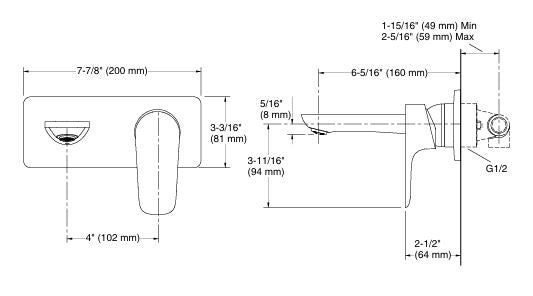 (PRUN)ALEO-WAL MOUNT BASIN MXR TRIM ONLY - KOHLER PREMIUM -  ( BRUSHED BRONZE - PREMIUM - 0x15 mm - 0inchX0.6inch )
