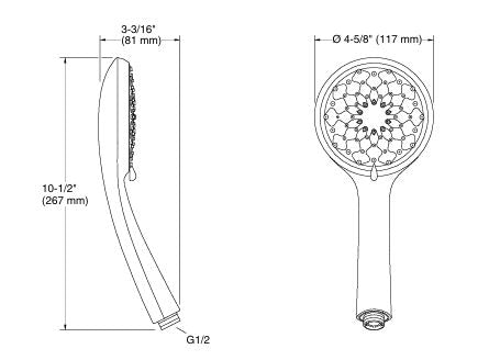 AWAKEN-ORGANIC MULTI MODE HAND SHOWER - KOHLER PREMIUM -  ( POLISHED CHROME - PREMIUM - 0x125 mm - 5inchX0inch )
