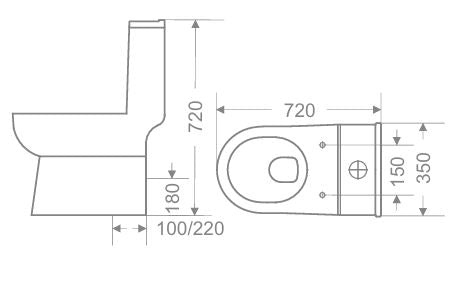 EWC ONE PC P-TRAP  W/S.COVER - GLOCERA SWARE -  ( STAR WHITE - DELOS - 0x0 mm - 0inchx0inch )