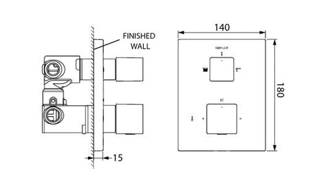 RECE THER. BATH&SHOWER SQUARE TRIM - KOHLER PREMIUM -  ( POLISHED CHROME - PREMIUM - 0x15 mm - 0.5inchX0.6inch )