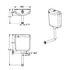 WALL HUNG CISTERN WITH 39MM DRAINAGE L-BEND - JAQUAR CISTERN -  ( WHITE - ALLIED - 0x0 mm - 0inchx0inch )