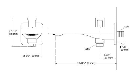 PARALLEL-BATH SPOUT W/DIVERTER - KOHLER PREMIUM -  ( POLISHED CHROME - PREMIUM - 0x15 mm - 0inchX0.6inch )