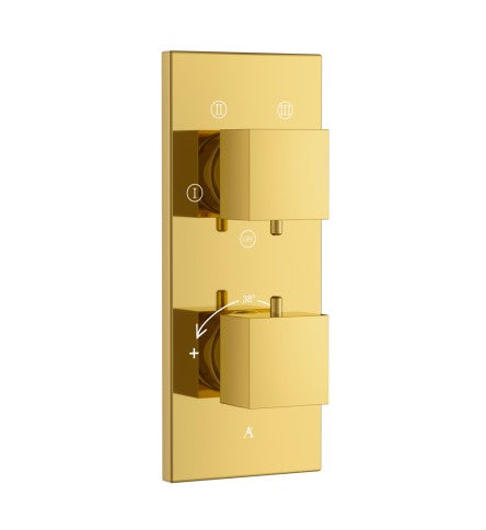 THERMATIK-S CONCEALED THERMOSTAT WITH CONTROL UNIT FOR 4-OUTLETS & INTEGRATED SHUT-OFF VALVE - ARTIZE FAUCET - ( GOLD BRIGHT PVD - THERMATIK-S - 0x20 mm - 0inchX0.8inch )