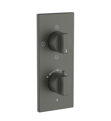 CONC. THERMOSTAT W/CONTROL UNIT FR 3-OULETS&INTEGRATED SHUT-OFF VALVE - ARTIZE FAUCET - ( GRAPHITE - THERMATIK-R - 0x20 mm - 0.8inchX0inch )