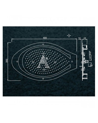 TIARA CEILING SHOWER 2 FUC W/O KIT - ARTIZE FAUCET -  ( CHROME - TIARA - 600x350 mm - 24inchX14inch )