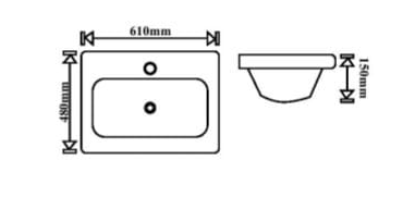 CERAMIC WASH BASIN - GERMA - ( WHITE - CARBON FIBER - 605x500 mm - 24.2inchX20inch )