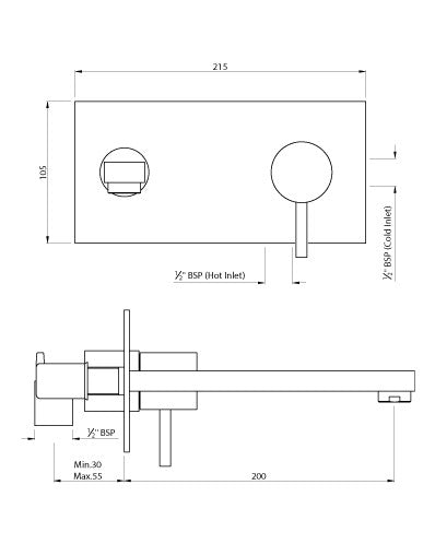 S.L. CON BASIN MIXER (W/M) - ARTIZE FAUCET -  ( CHROME - TRAVINA - 0x15 mm - 0inchX0.5inch )