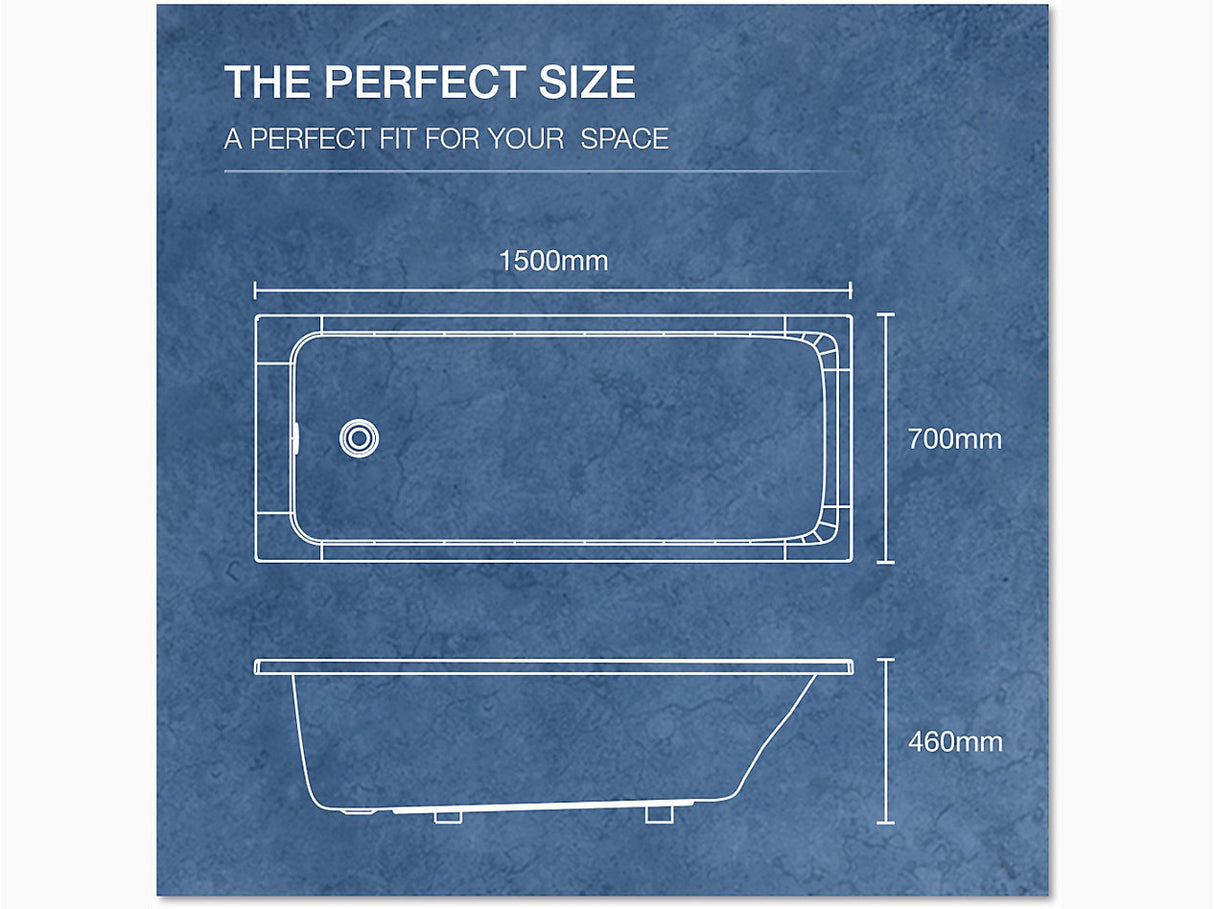 REACH ACRYLIC BATHTUB DROP-IN 1500MM - KOHLER PREMIUM-(WHITE - PREMIUM -1500X700mm-60inchx28inch )