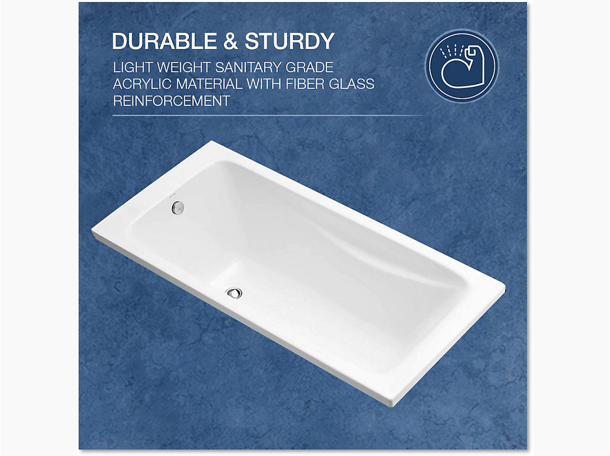 REACH ACRYLIC BATHTUB DROP-IN 1500MM - KOHLER PREMIUM-(WHITE - PREMIUM -1500X700mm-60inchx28inch )