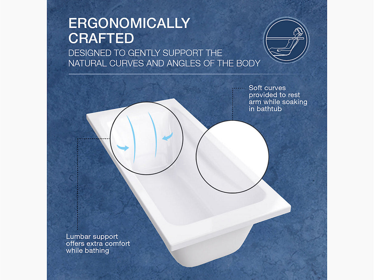 REACH ACRYLIC BATHTUB DROP-IN 1500MM - KOHLER PREMIUM-(WHITE - PREMIUM -1500X700mm-60inchx28inch )