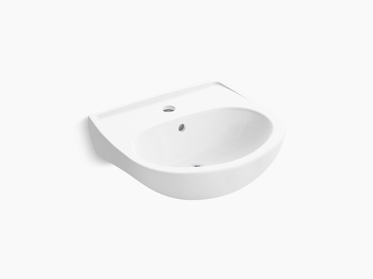 BRIVE+ 450MM WALL MOUNT WASHBASIN LAVATORY WITH SINGLE HOLE - KOHLER POPULAR - ( WHITE - POPULAR - 450x412 mm - 18inchX16.48inch )