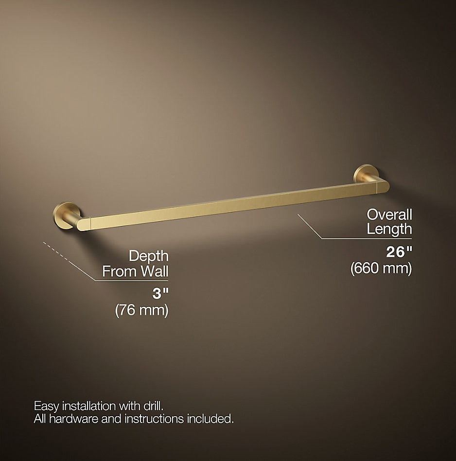COMPOSED 24INCH TOWEL BAR - KOHLER LUXURY - ( VIBRANT BRUSHED MODERNE BRASS - LUXURY - 0x600 mm - 0inchX24inch )