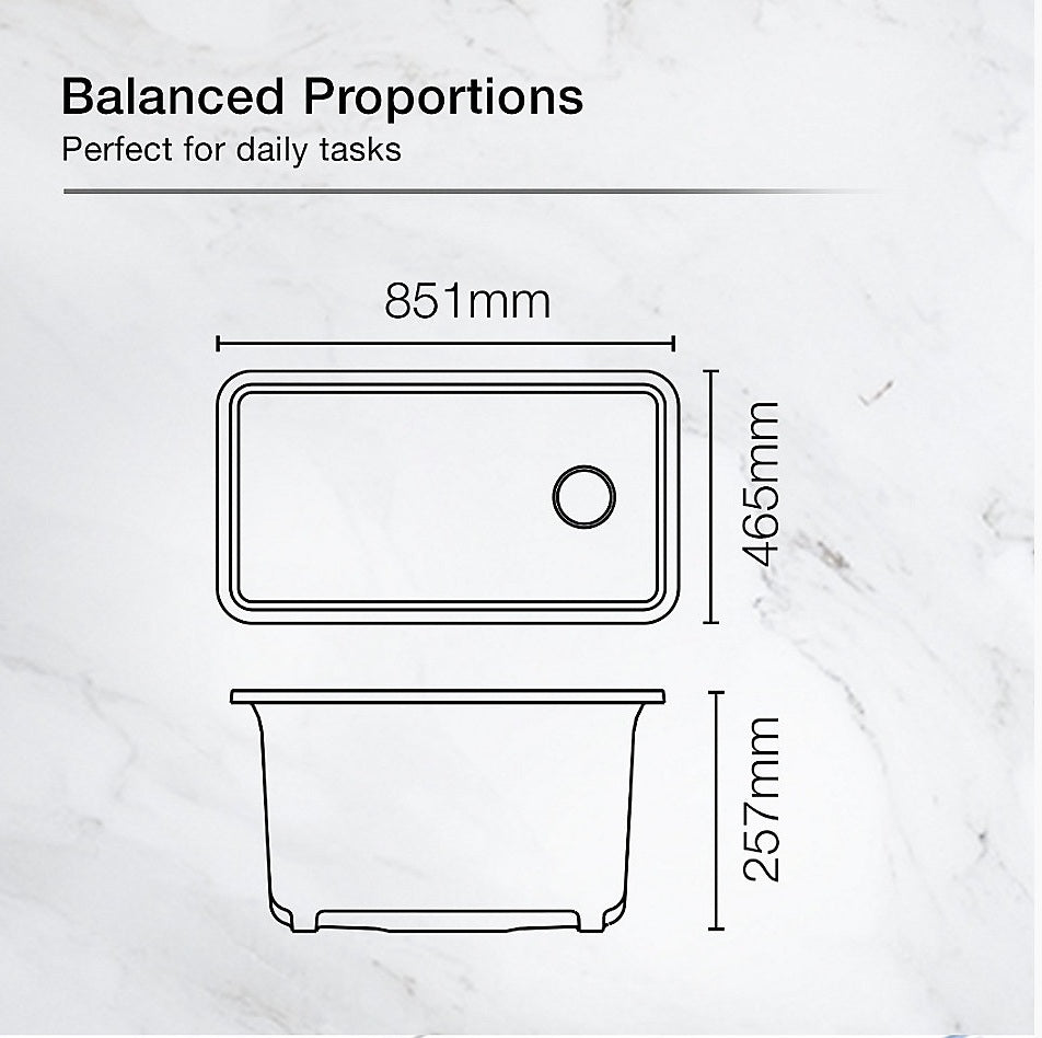 CAIRN NEOROC QUARTZ UNDERMNT SINGLE BASIN SINK W/RACK - KOHLER LUXURY - ( MATTE GRAPHITE - LUXURY - 851x465 mm - 34inchX18.6inch )