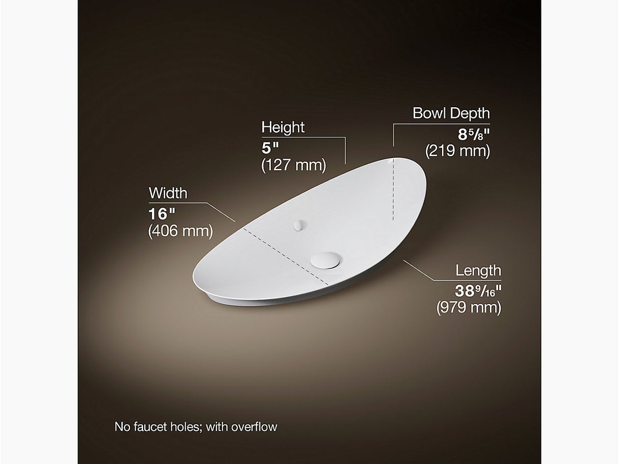 VEIL-COUNTER TOP W/BAIN W/O OVERFLOW - KOHLER LUXURY - ( WHITE - LUXURY - 979x406 mm - 39inchX16inch )