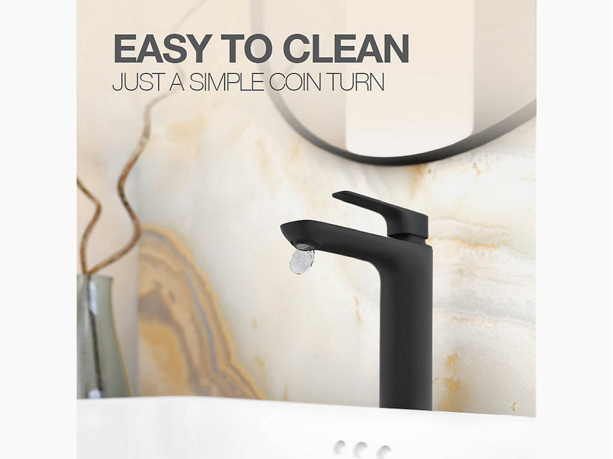 ALEO+-SL BASIN MIXER LONG W/PIPES-KOHLER PREMIUM-( MATT BLACK-PREMIUM - 0x15 mm - 0.5inchX0.6inch )