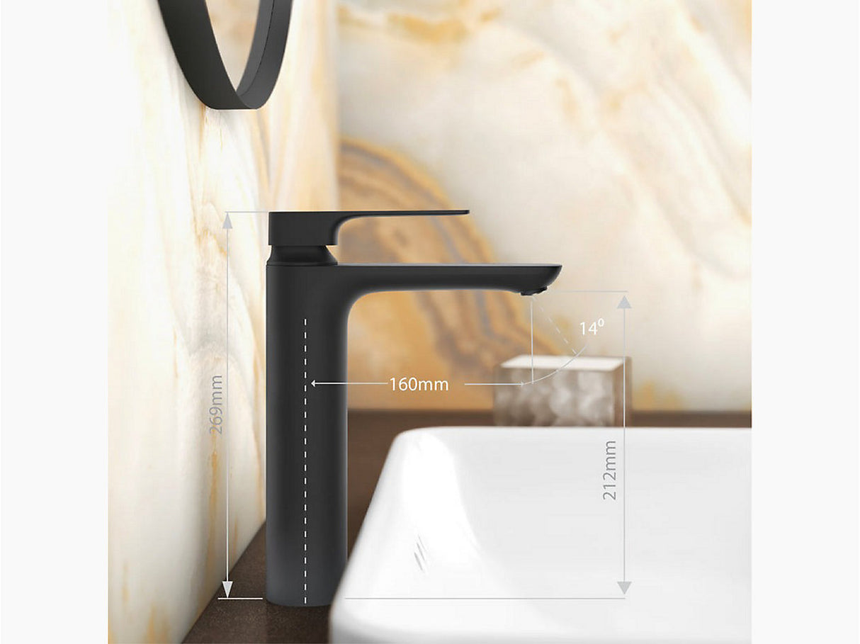 ALEO+-SL BASIN MIXER LONG W/PIPES-KOHLER PREMIUM-( MATT BLACK-PREMIUM - 0x15 mm - 0.5inchX0.6inch )