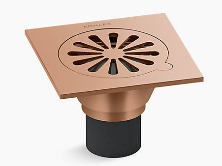 COMPLEMENTRY SQUARE FLOOR DRAIN - KOHLER POPULAR - ( VIBRANT BRUSHED ROSE GOLD - POPULAR - 100x100 mm - 4inchX4inch )