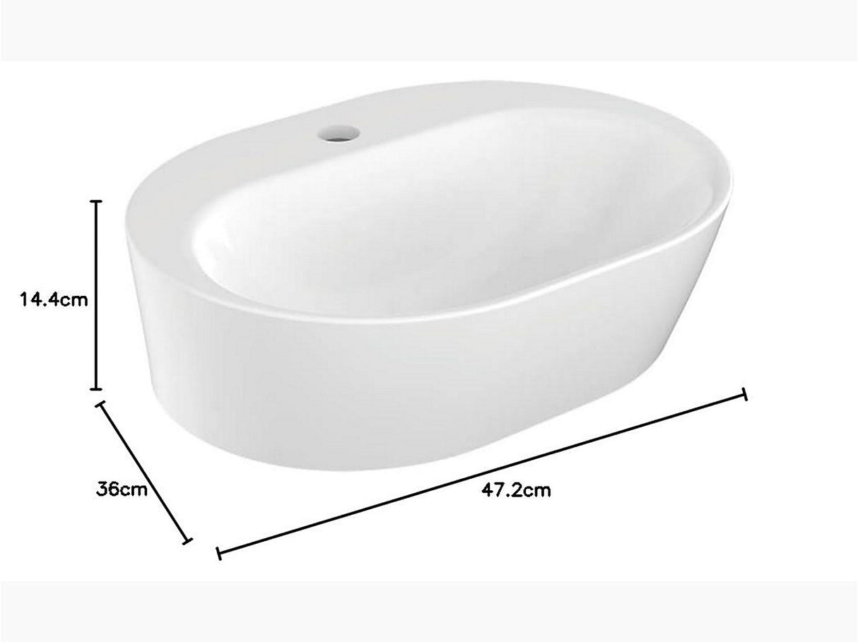 ROUND VESSEL BASIN W/SINGLE FAUCET HOLE - KOHLER POPULAR - ( WHITE - POPULAR - 478x363 mm - 14inchX0inch )
