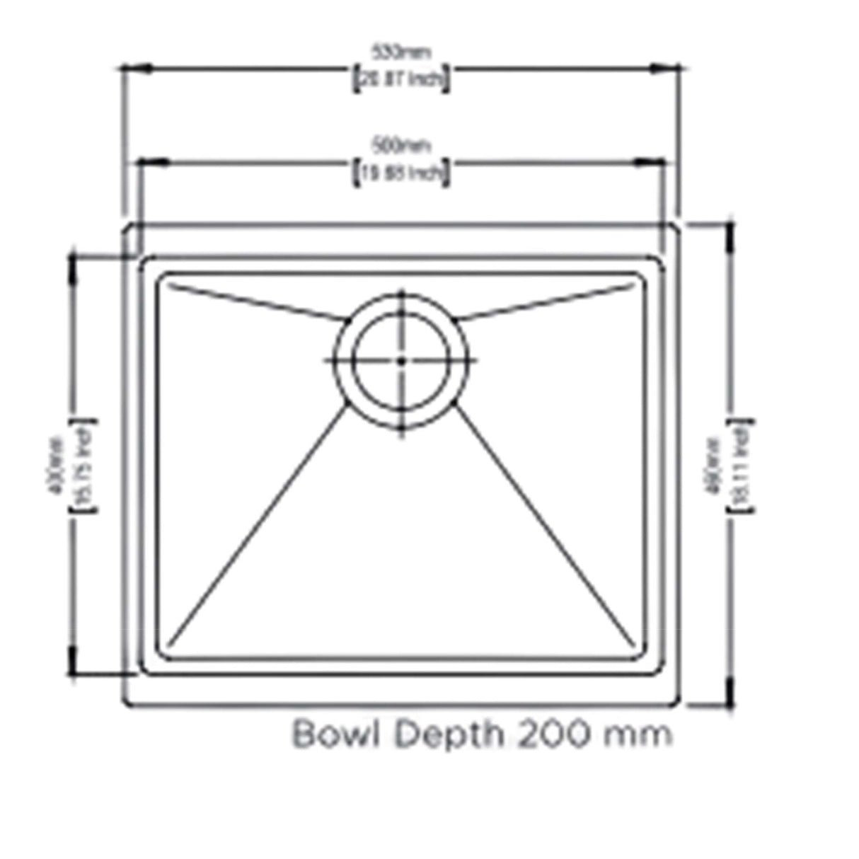 QUARTZ 1 BOWL W/O DRAIN BOARD WITH COUPLING - CARYSIL - ( NERA - SMART SERIES - 538.48x467.36 mm - 21.2inchX18.4inch )