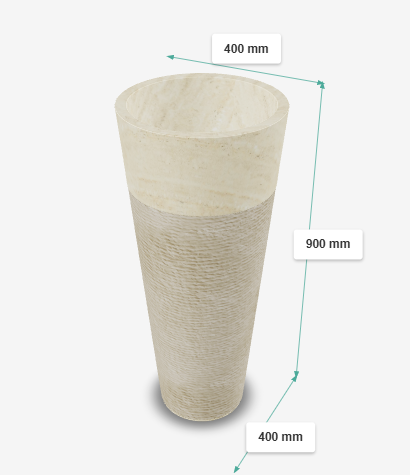 FREE STANDING CREAM STONE BASIN(H-36 ) - AQUANT - ( TRAVERTINE MARBLE(INDONESIA) - - 400x400 mm - 16inchX16inch )