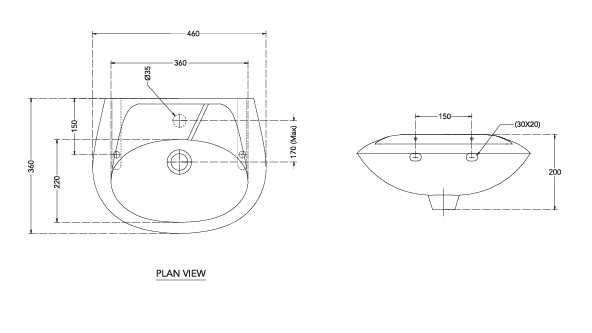 WASH BASIN WINDSOR - HINDWARE - ( STAR WHITE - - 450x350 mm - 18inchX14inch )