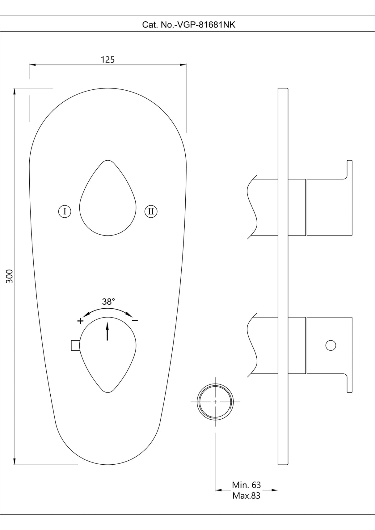 AQUAMAX EXPOSED PART KIT OF THERMOSTATIC SHOWER MIXER WITH 2-WAY DIVERTER WITH SLEEVE (COMPATIBLE WITH ALD-681N) - JAQUAR FAUCETS - ( CHROME - VIGNETTE PRIME - 0x20 mm - 0inchX0.75inch )