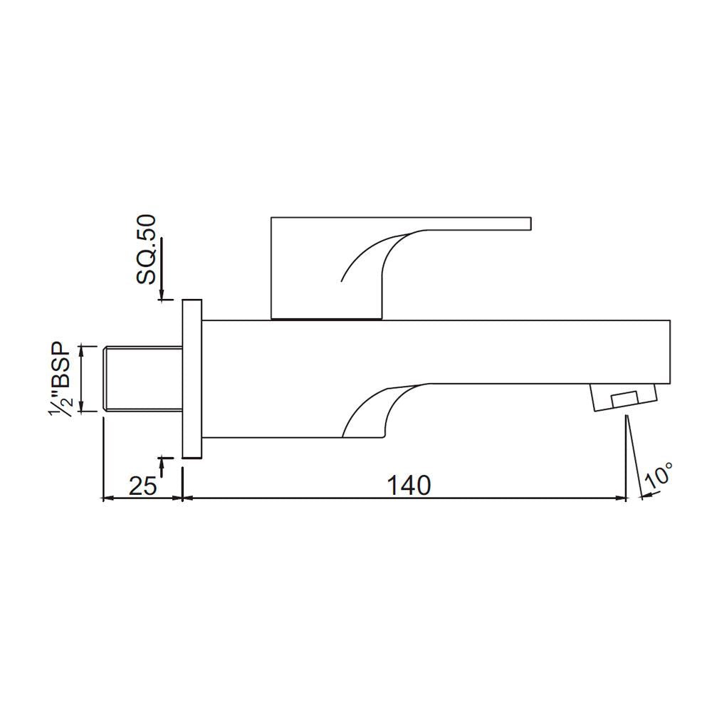 BIB COCK WITH WALL FLANGE - JAQUAR FAUCETS - ( STAINLESS STEEL - VIGNETTE PRIME - 0x15 mm - 0inchX0.5inch )