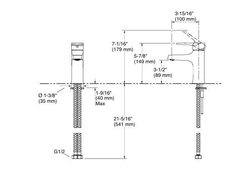 BEAM SC LAV WO DRAIN - KOHLER POPULAR -  ( POLISHED CHROME - POPULAR - 0x15 mm - 0inchX0.6inch )