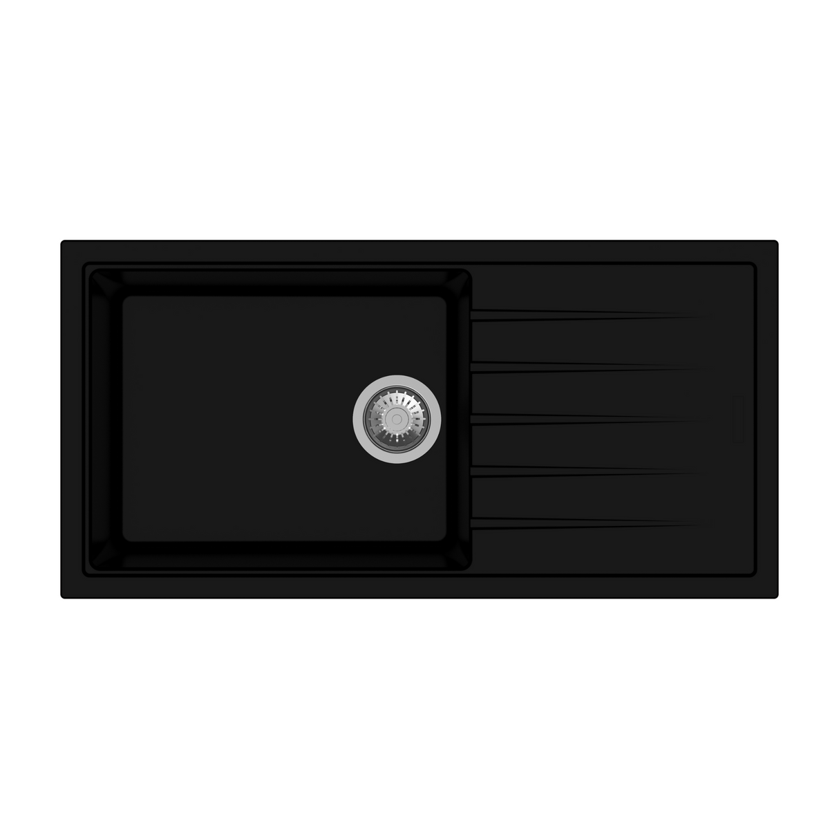 QUARTZ 1.0 BOWL WITH DRAINBOARD(DEPTH 8INCH) - CARYSIL - ( GRANITE METALLIC NERA - VIVALDI - 914.4x457.2 mm - 36inchX18inch )