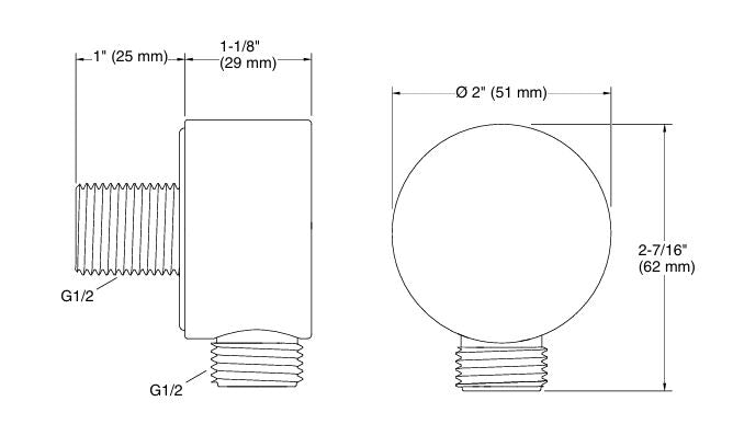 SUPPLY WALL ELBOW - KOHLER PREMIUM -  ( MATT BLACK - PREMIUM - 0x15 mm - 0inchX0.6inch )