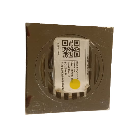 (PRUN) BRASS DRAIN - AQUANT- ( CHROME -  - 100x100 mm - 4inchX4inch )