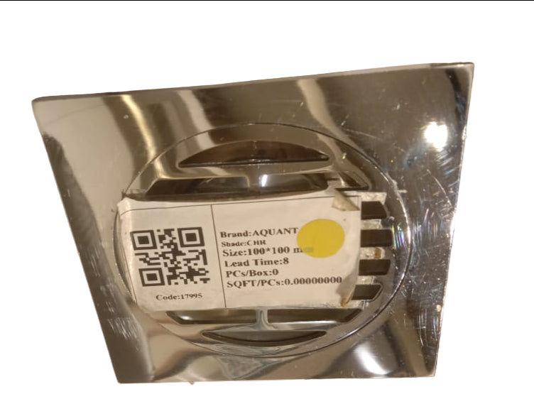 (PRUN) BRASS DRAIN - AQUANT- ( CHROME -  - 100x100 mm - 4inchX4inch )