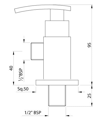 ANGLE COCK W/FLANGE - ARTIZE FAUCET -  ( CHROME - XQUISITE - 0x15 mm - 0inchX0.5inch )