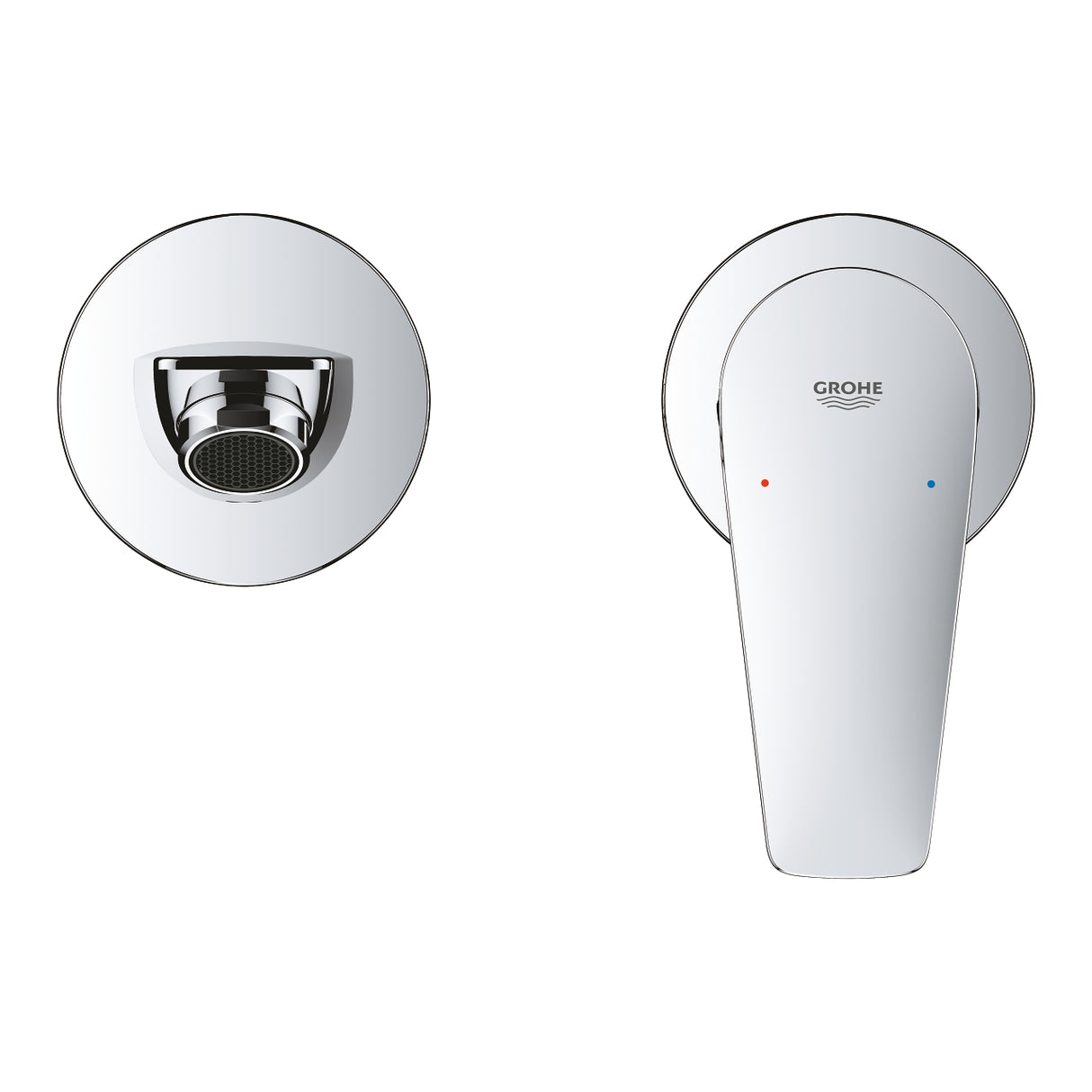 NEW BAUEDGE 2-HOLE, 1-HANDLE WALL-MOUNT BASIN MIXER, M SIZE - GROHE-G2 - ( CHROME - G2 - BAUCOSMOPOLITAN - 0x15 mm - 0inchX0.6inch )