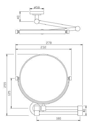 MAGNIFYING W/M MIRROR - JAQUAR FAUCETS -  ( CHROME - CONTINENTAL ACC. - 0x200 mm - 0inchX8inch )