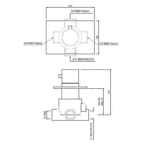 3WAY CON.DIV SET 1IN 3OUT RN W/O SHUTOF - JAQUAR FAUCETS - ( CHROME - ALLIED - 0x15 mm - 0inchX0.5inch )
