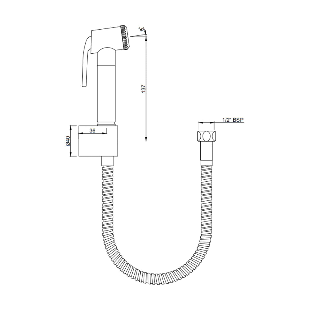 (PRUN) HEALTH FAUCET 1.2 MTR W/FLEXIBLE HOSE, HANDSET & BRACKET - JAQUAR FAUCETS - ( AURIC GOLD - ALLIED - 0x15 mm - 0inchX0.5inch )