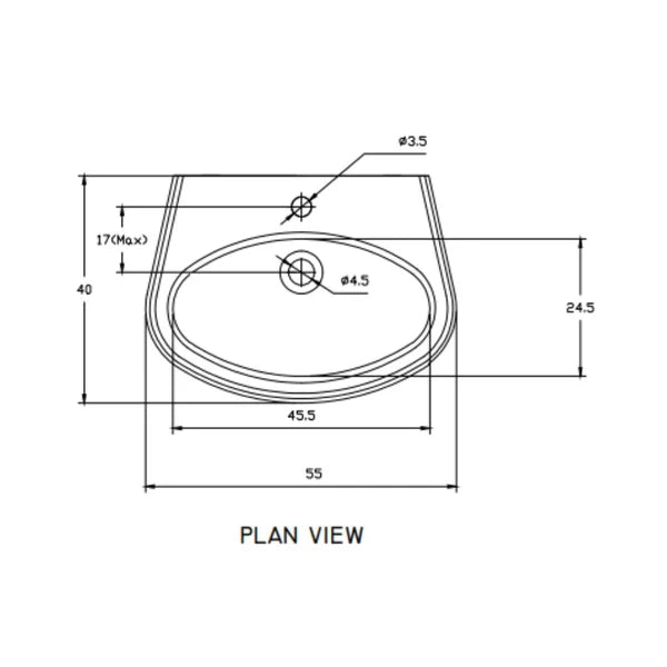 WASH BASIN ARIEL - HINDWARE - ( STAR WHITE - ART - 550x400 mm - 22inchX16inch )